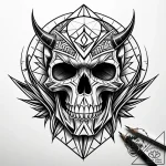 Tattoo sketch, tribal skull decorated with ge… – style Jaeger Simple – tattoo sketch (13.11.2025 13:52)
