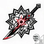 Atomic blade humming with power, ink illustra… – style Flux Inscriptions – tattoo sketch (13.11.2025 14:07)