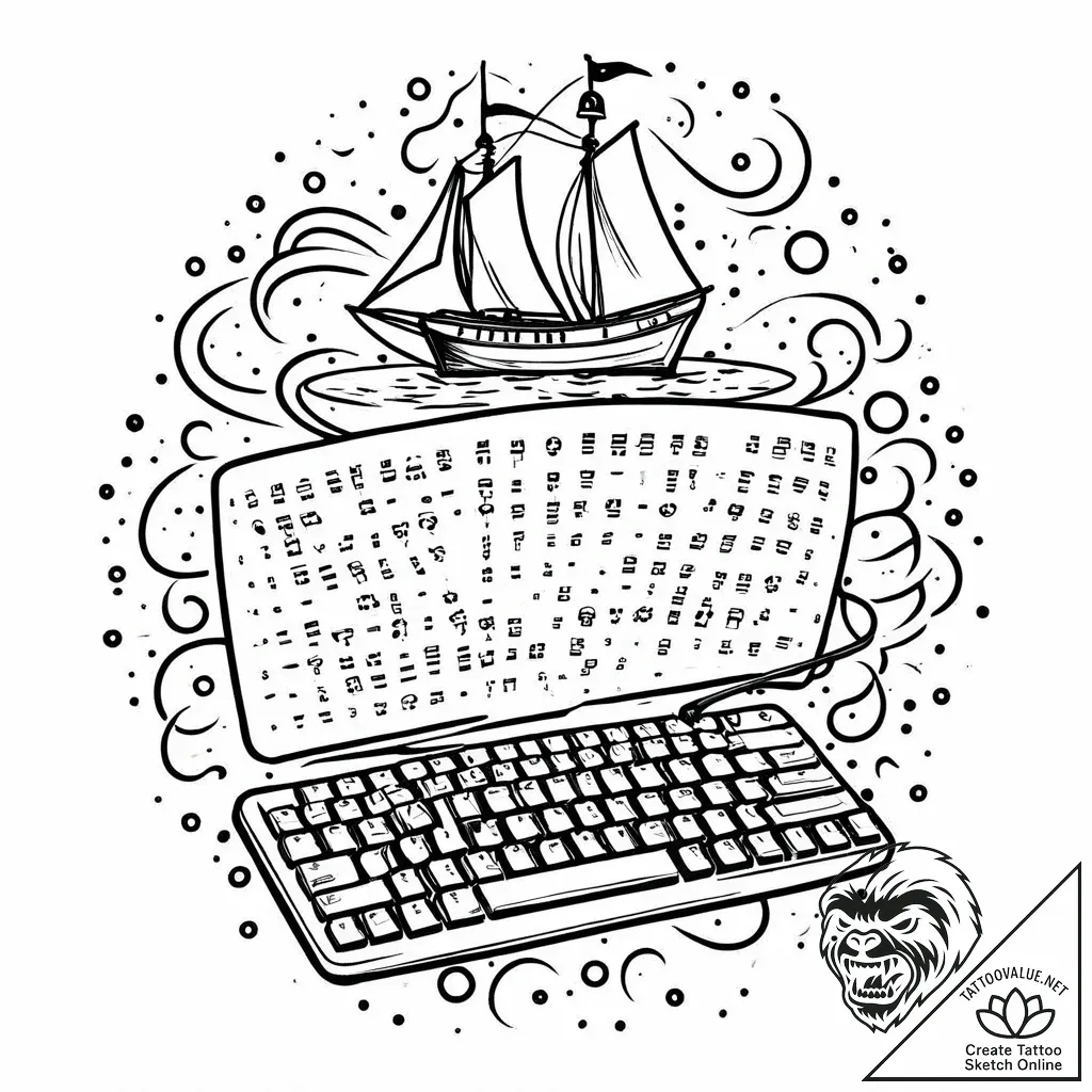 Tat tattoo sketch, programmerвђ™s keyboard ke... - style Jaeger Mini - tattoo sketch (13.11.2025 14:17)