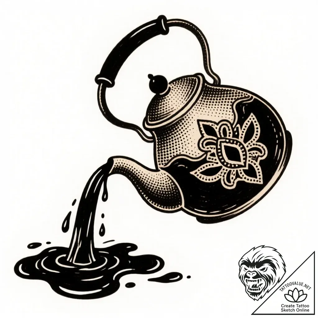 Kettle tipped with shadow liquid, tattoo sket... - style Flux Inscriptions - tattoo sketch (13.11.2025 14:27)