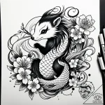 Tattoo sketch, flower the skunk surrounded by… – style Jaeger Simple – tattoo sketch (13.11.2025 14:52)