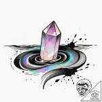 Rose quartz beneath spectral sea, tattoo line… – style Flux Inscriptions – tattoo sketch (13.11.2025 15:07)
