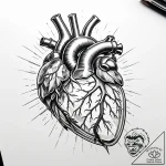 Anatomical heart made of crystal – style Jaeger Simple – tattoo sketch (13.11.2025 15:12)