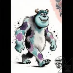 Tattoo sketch, sulley walking with friendly e… – style Flux Inscriptions – tattoo sketch (13.11.2025 15:27)