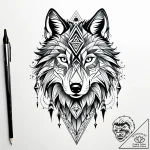Astral wolf with mirrored fur, concept art fo… – style Jaeger Simple – tattoo sketch (13.11.2025 15:32)