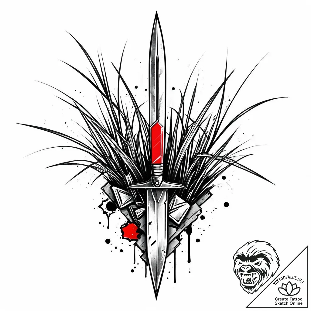 Blade of grass cutting through a concrete wal... - style Jaeger Mini - tattoo sketch (13.11.2025 15:57)