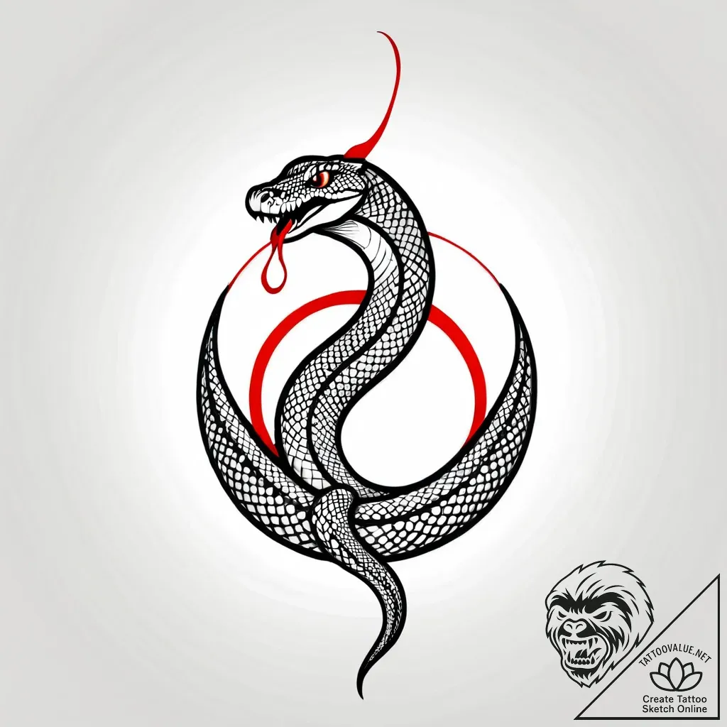 Serpent mirror swallowing reflection, tattoo... - style Jagger Old - tattoo sketch (13.11.2025 16:42)
