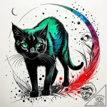 Tattoo sketch, sleek black cat with emerald e… – style Jaeger Simple – tattoo sketch (13.11.2025 16:52)
