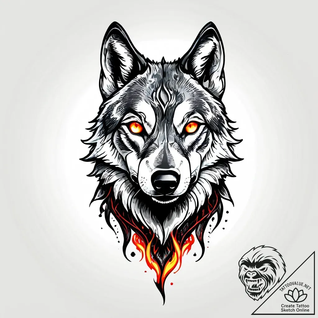 Tat tattoo sketch, magical wolf with glowing... - style Jagger Old - tattoo sketch (13.11.2025 17:22)