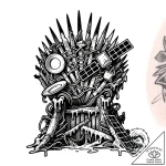 Iron throne made of melted down satellite par… – style Flux Inscriptions – tattoo sketch (13.11.2025 17:27)