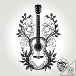 Tattoo sketch, vintage acoustic guitar with i… – style Jagger Old – tattoo sketch (13.11.2025 17:39)