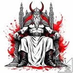 Odin on his throne, flanked by his wolves ger… – style Jaeger Mini – tattoo sketch (13.11.2025 17:52)