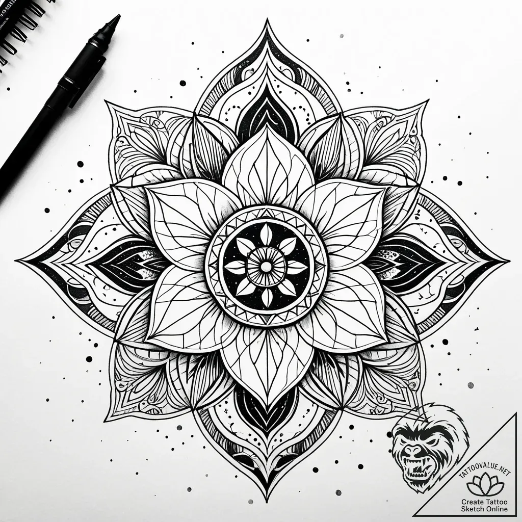 Tat tattoo sketch, poppy throwing confetti wi... - style Jaeger Simple - tattoo sketch (13.11.2025 18:47)