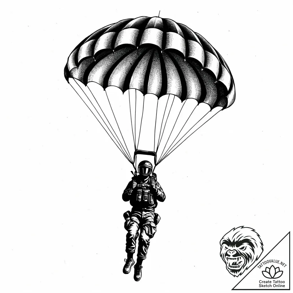 Tat tattoo sketch, parachutistвђ™s silhouette... - style Jaeger Mini - tattoo sketch (13.11.2025 18:51)