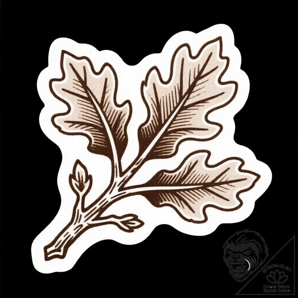 Oak branch crowned in frost, tattoo sketch de... - style Flux Inscriptions - tattoo sketch (13.11.2025 19:22)