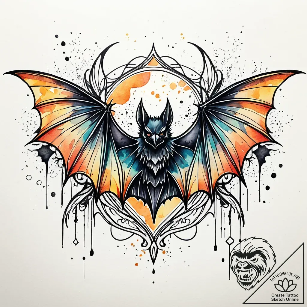 Bat with delicate, lace-like wings, tattoo li... - style Jaeger Simple - tattoo sketch (13.11.2025 19:46)