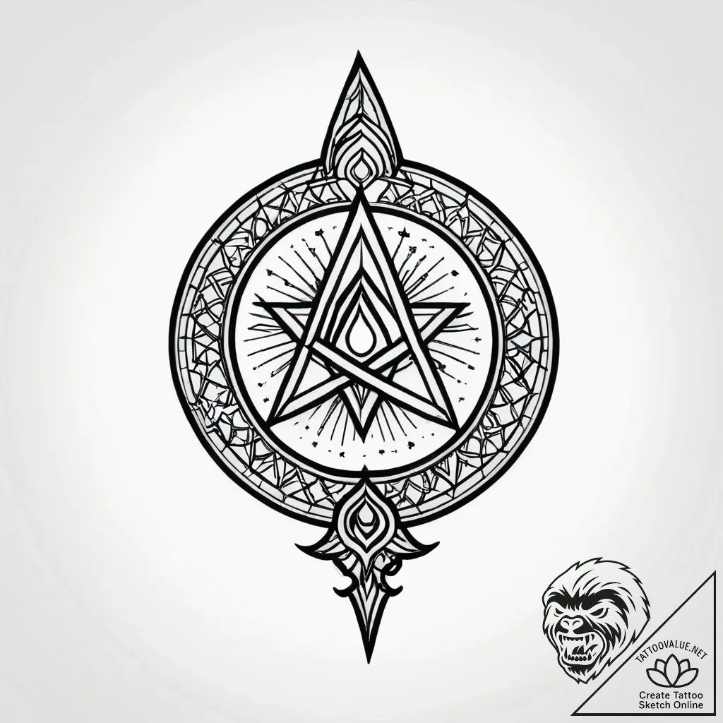 Iron glyph shattering celestial gate, ink ill... - style Jagger Old - tattoo sketch (13.11.2025 19:56)