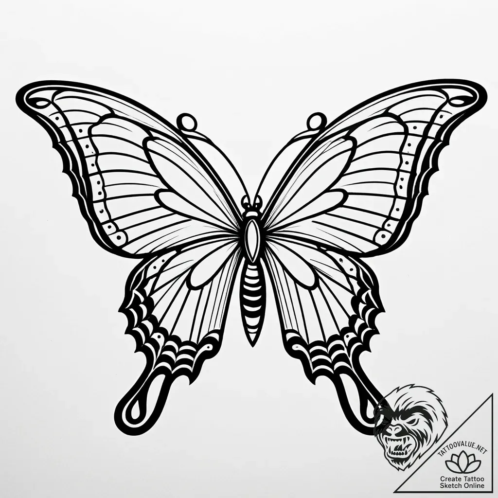 Art deco butterfly with metal wings, tattoo f... - style Jaeger Simple - tattoo sketch (13.11.2025 20:06)