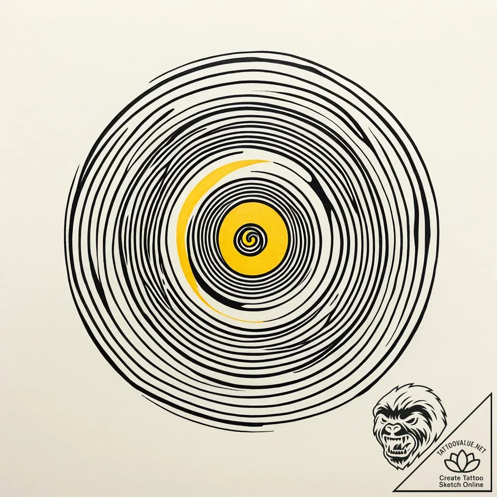 Yellow glyph spiraling through void, tattoo f... - style Jaeger Simple - tattoo sketch (13.11.2025 20:47)