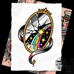 Mirror swallowing starlight, concept art for… – style Flux Inscriptions – tattoo sketch (13.11.2025 21:22)