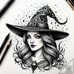 Witch’s hat, simple and pointed, tattoo sketc… – style Jaeger Simple – tattoo sketch (13.11.2025 21:46)