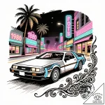 Tattoo sketch, retro classic car cruising dow… – style Flux Inscriptions – tattoo sketch (13.11.2025 22:02)