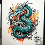 Arcane serpent splitting reality, tattoo sket… – style Jaeger Simple – tattoo sketch (13.11.2025 22:46)