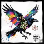 Atomic raven with neon scars, tattoo sketch d… – style Flux Inscriptions – tattoo sketch (13.11.2025 23:02)