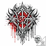 Blood runes bleeding from walls, tattoo drawi… – style Jaeger Mini – tattoo sketch (13.11.2025 23:12)