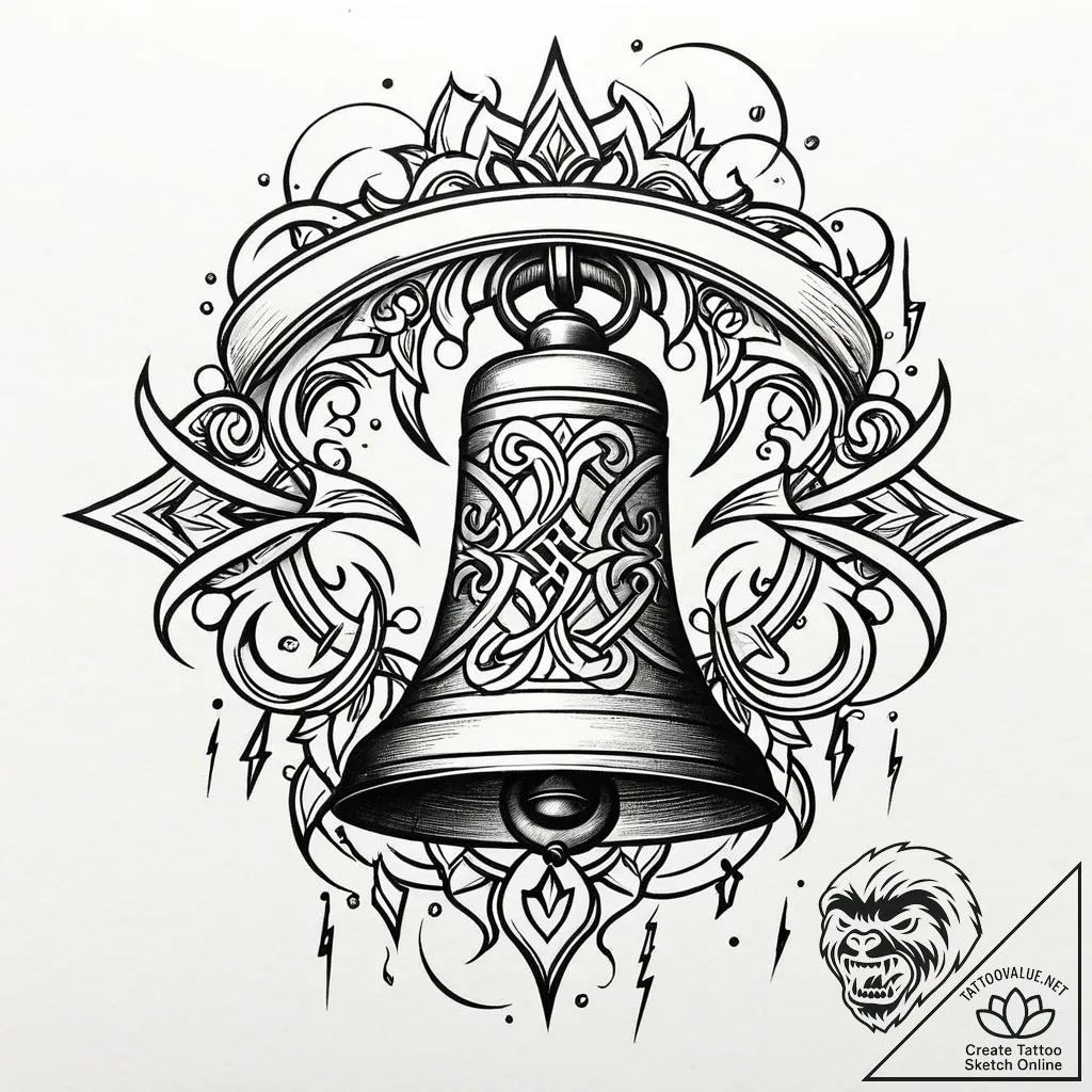 Ringing bell with a crack shaped like a light... - style Jaeger Mini - tattoo sketch (13.11.2025 23:51)