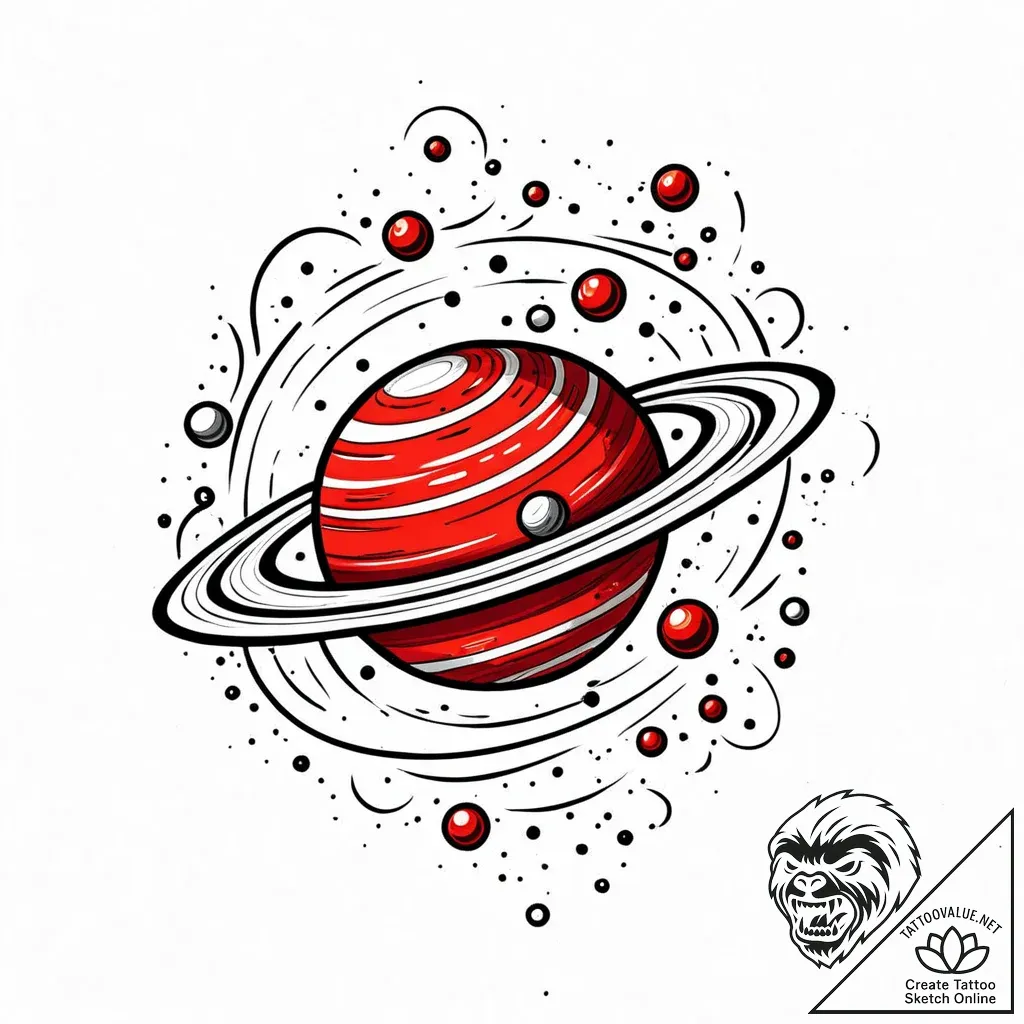Jupiter (planet), tattoo flash sheet design,... - style Jaeger Mini - tattoo sketch (14.11.2025 00:11)