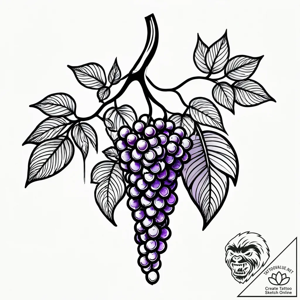Tat tattoo sketch, grapevine winding around w... - style Jagger Old - tattoo sketch (14.11.2025 00:16)