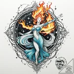 Tat tattoo sketch, fire and water spirits dan… – style Jaeger Mini – tattoo sketch (14.11.2025 00:32)