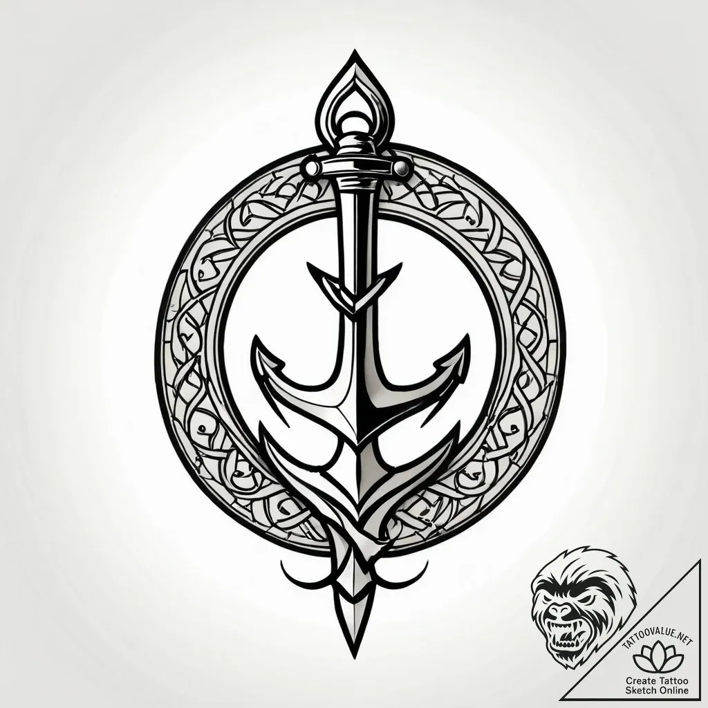 Cracked sword bound in roots, tattoo flash sh... - style Jagger Old - tattoo sketch (14.11.2025 00:36)