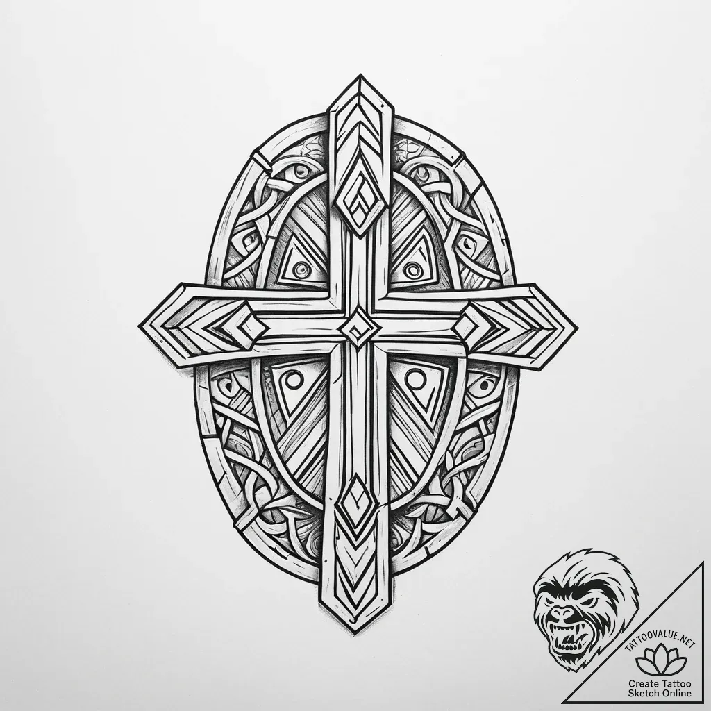 Rune stone, tattoo drawing outline, black and... - style Jaeger Simple - tattoo sketch (14.11.2025 00:47)
