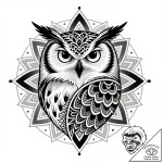 Arctic owl with piercing eyes, tattoo flash s… – style Flux Inscriptions – tattoo sketch (14.11.2025 01:02)