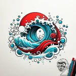 Tattoo sketch, thin wave curling softly with… – style Jaeger Simple – tattoo sketch (14.11.2025 01:07)