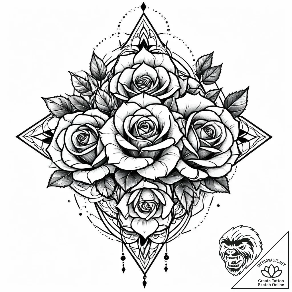 Ice roses frozen in time, tattoo line art, bl... - style Jaeger Mini - tattoo sketch (14.11.2025 01:12)
