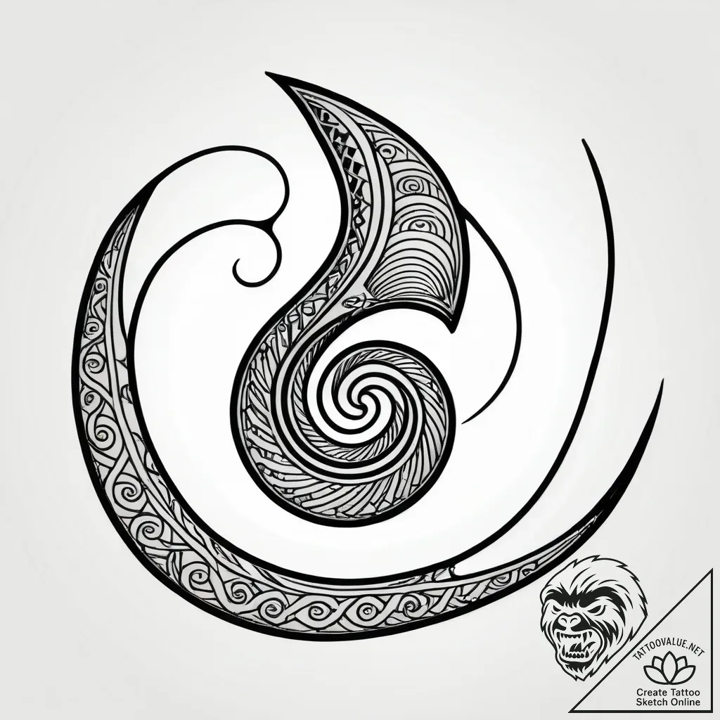 Koru spiral carved in bone, artistic tattoo s... - style Jagger Old - tattoo sketch (14.11.2025 01:17)