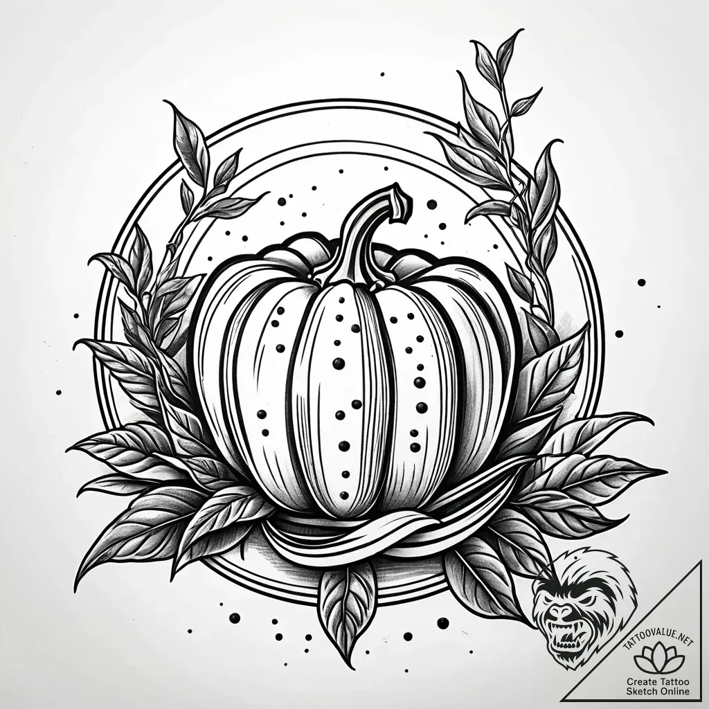 Tat tattoo sketch, vegetarian emblem with veg... - style Jaeger Simple - tattoo sketch (14.11.2025 01:27)