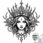 Haunted relic crowned with thorns, tattoo fla… – style Jaeger Mini – tattoo sketch (14.11.2025 01:47)