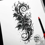 Black ivy growing from blade, tattoo sketch d… – style Jaeger Simple – tattoo sketch (14.11.2025 02:02)