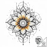 Hidden relic beneath celestial bloom, tattoo… – style Jaeger Mini – tattoo sketch (14.11.2025 02:27)
