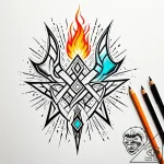 Xiphos runes burning through mist, tattoo fla… – style Jaeger Simple – tattoo sketch (14.11.2025 02:42)