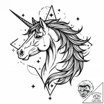 Astral horse with star mane, tattoo drawing o… – style Jaeger Mini – tattoo sketch (14.11.2025 03:27)