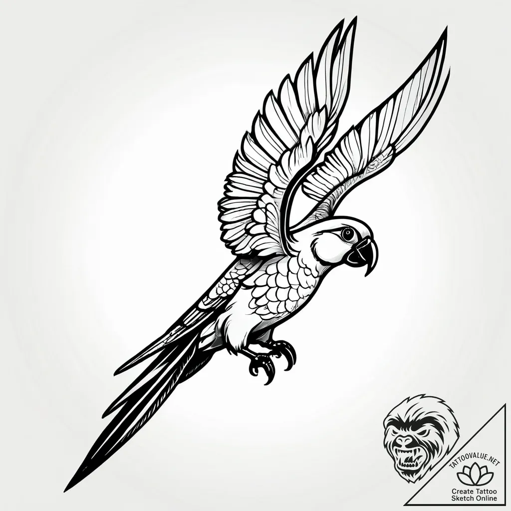 Parrot, tattoo drawing outline, rough sketchy... - style Jagger Old - tattoo sketch (14.11.2025 03:32)