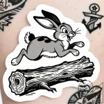 Tattoo sketch, thumper hopping over logs, ene… – style Flux Inscriptions – tattoo sketch (14.11.2025 03:37)
