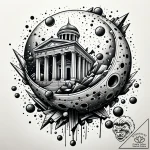 Wrecking ball demolishing a classical, beauti… – style Jaeger Simple – tattoo sketch (14.11.2025 03:42)