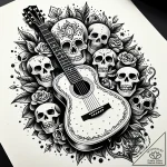 Tat tattoo sketch, manoloвђ™s guitar case wit… – style Jaeger Simple – tattoo sketch (14.11.2025 04:02)