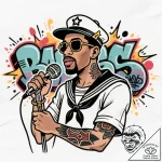 Tat tattoo sketch, rapper with microphone and… – style Flux Inscriptions – tattoo sketch (14.11.2025 04:17)